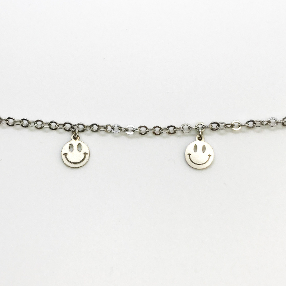 Sterling Silver cz Happy Face Shaped Bracelet